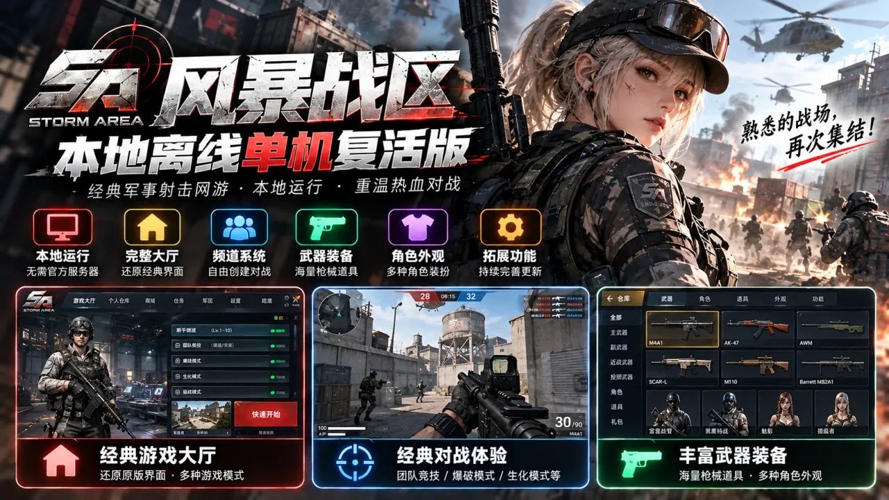 【风暴战区】免虚拟机本地一键端-内置NPC-全商城道具都可购买使用-全模式可玩